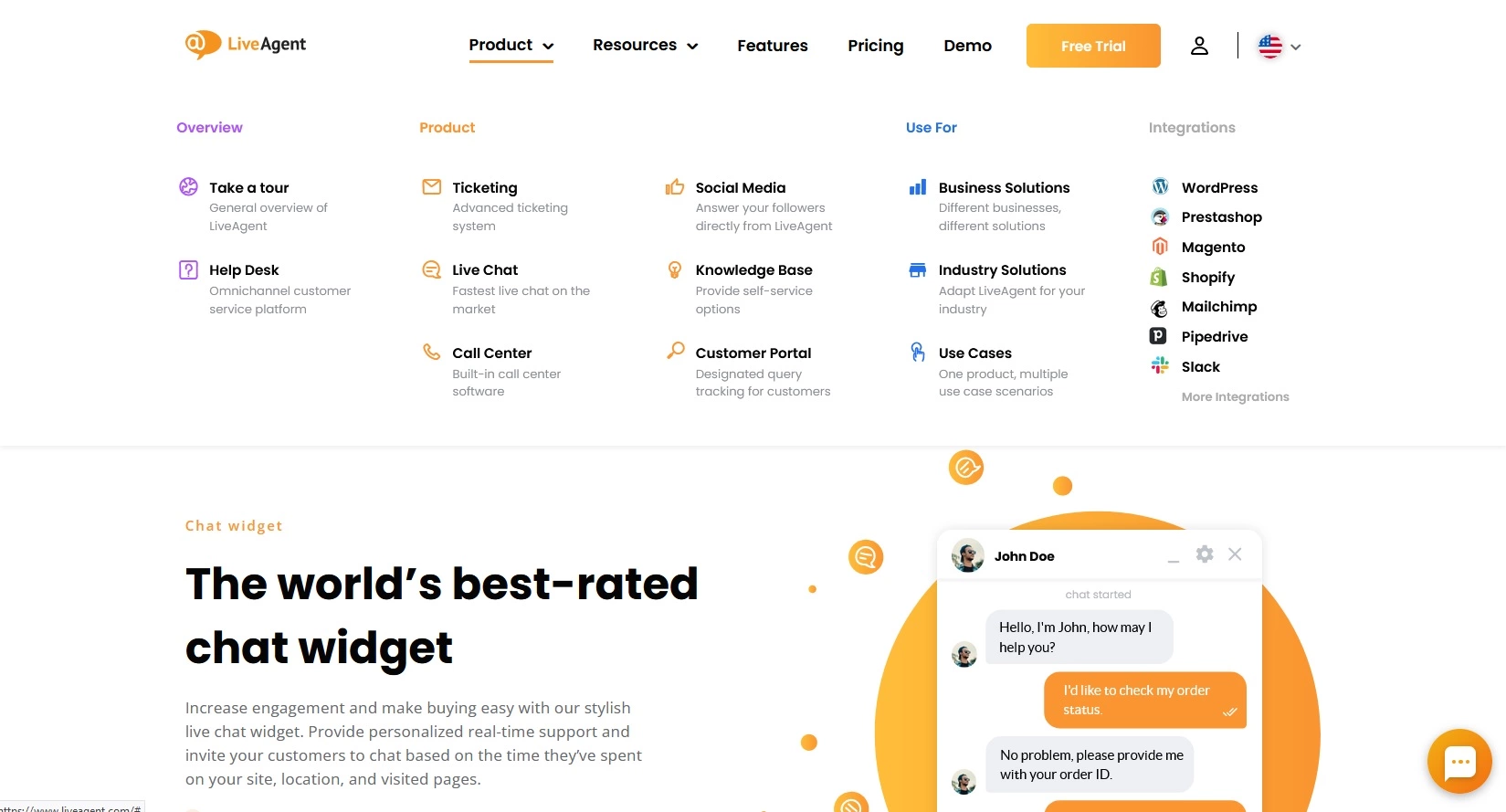 LiveAgent's product options and info