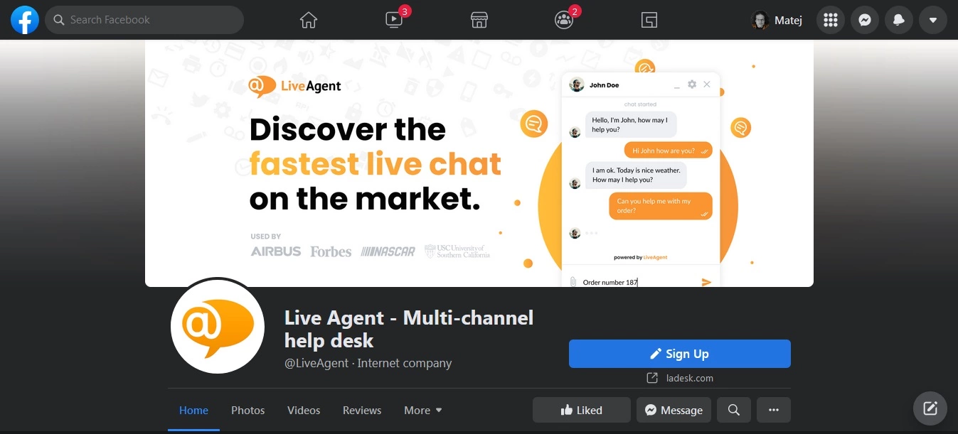 LiveAgent – Facebook page