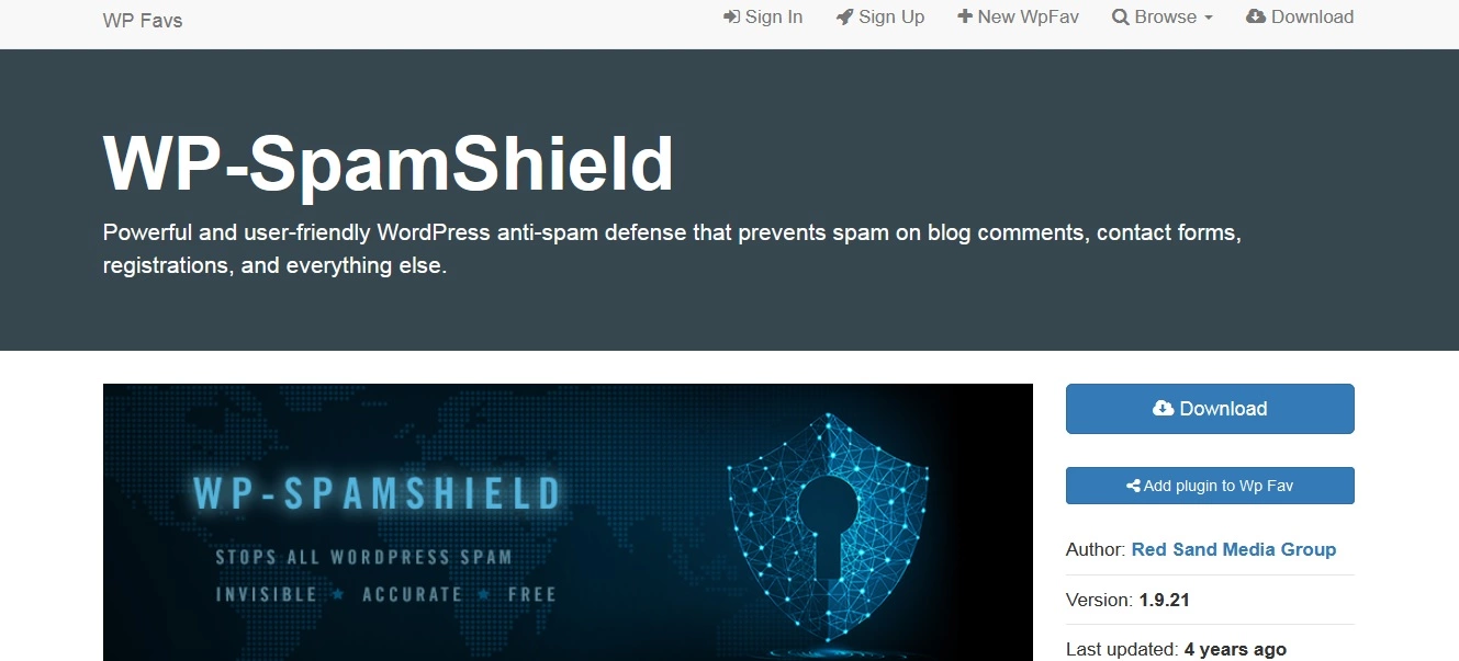 WP-Spam-shield website