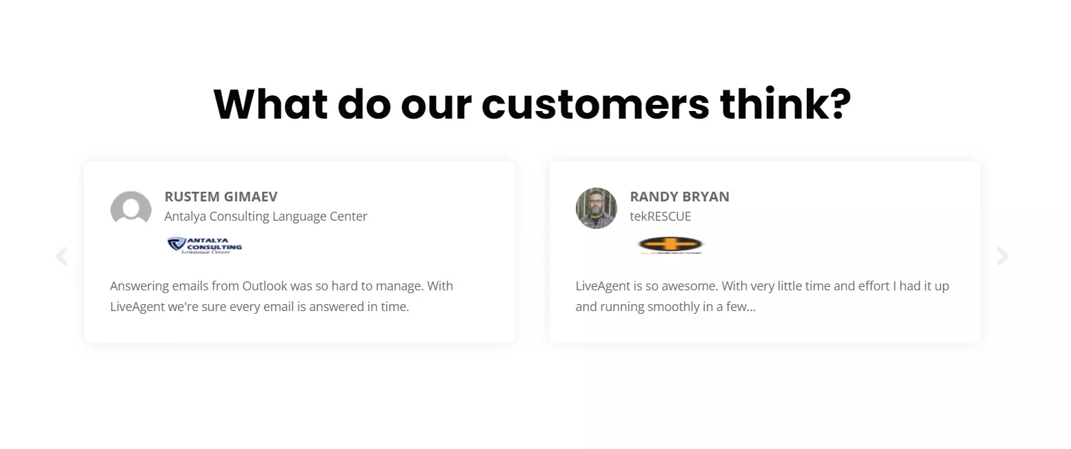 LiveAgent's customer reviews