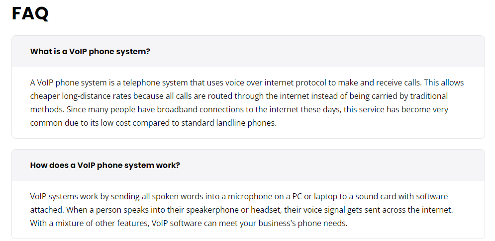 Exempel på FAQ-sektion