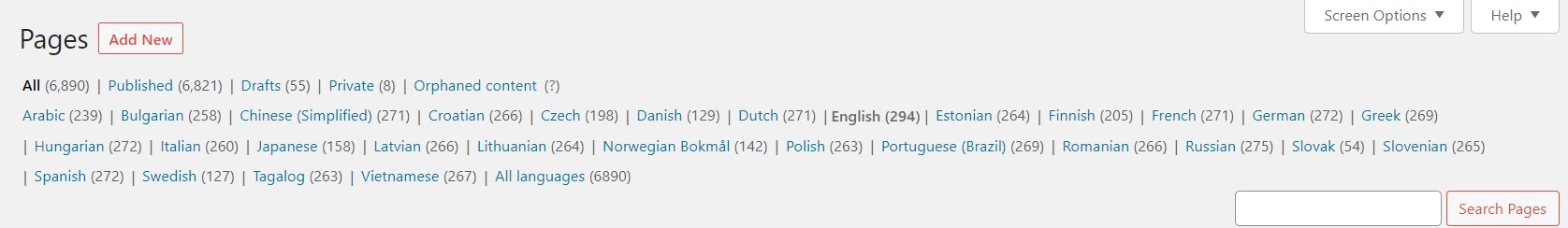 Exempel på WP-språk