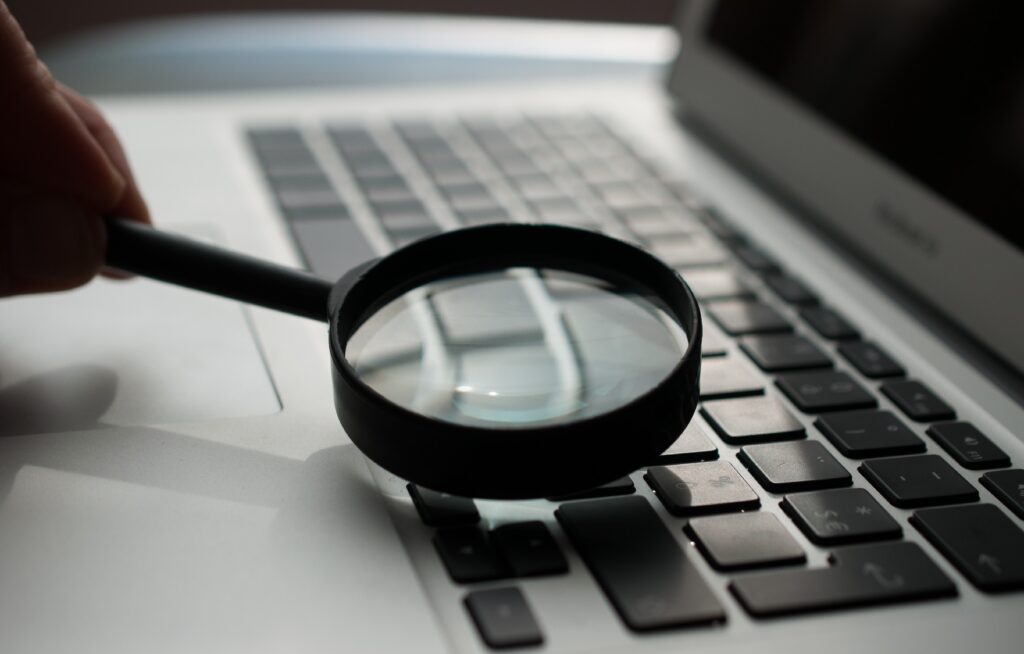 Magnifying glass on keyboard