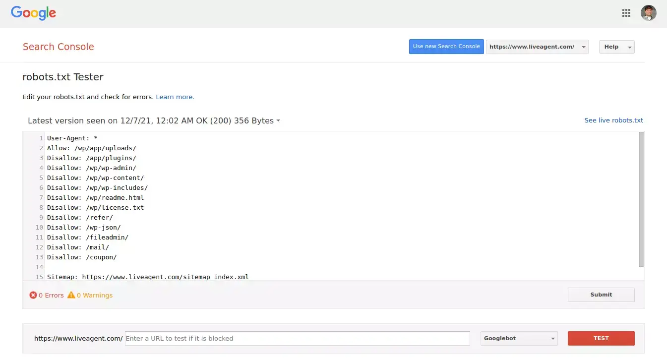robots.txt testverktyg