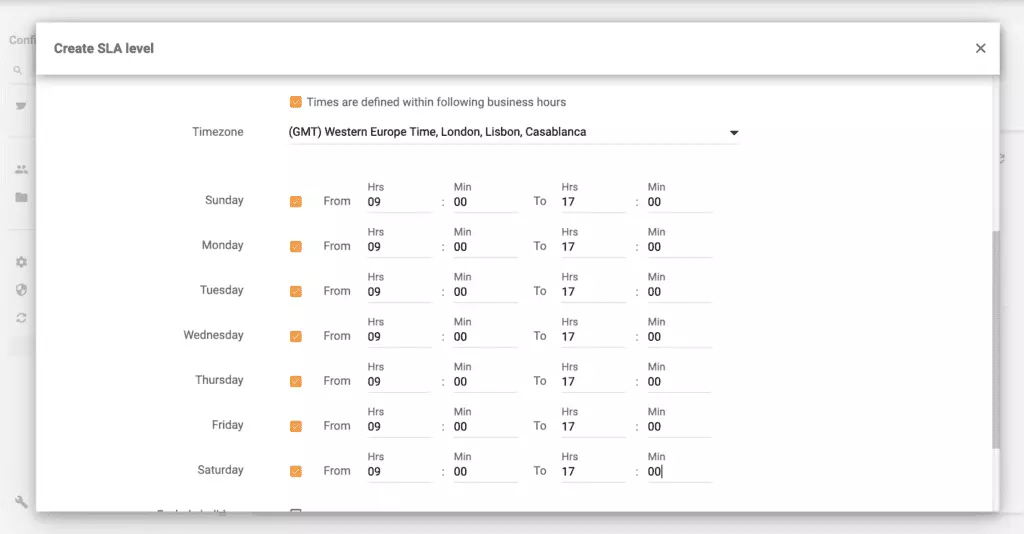Setting business hours with Live Agent