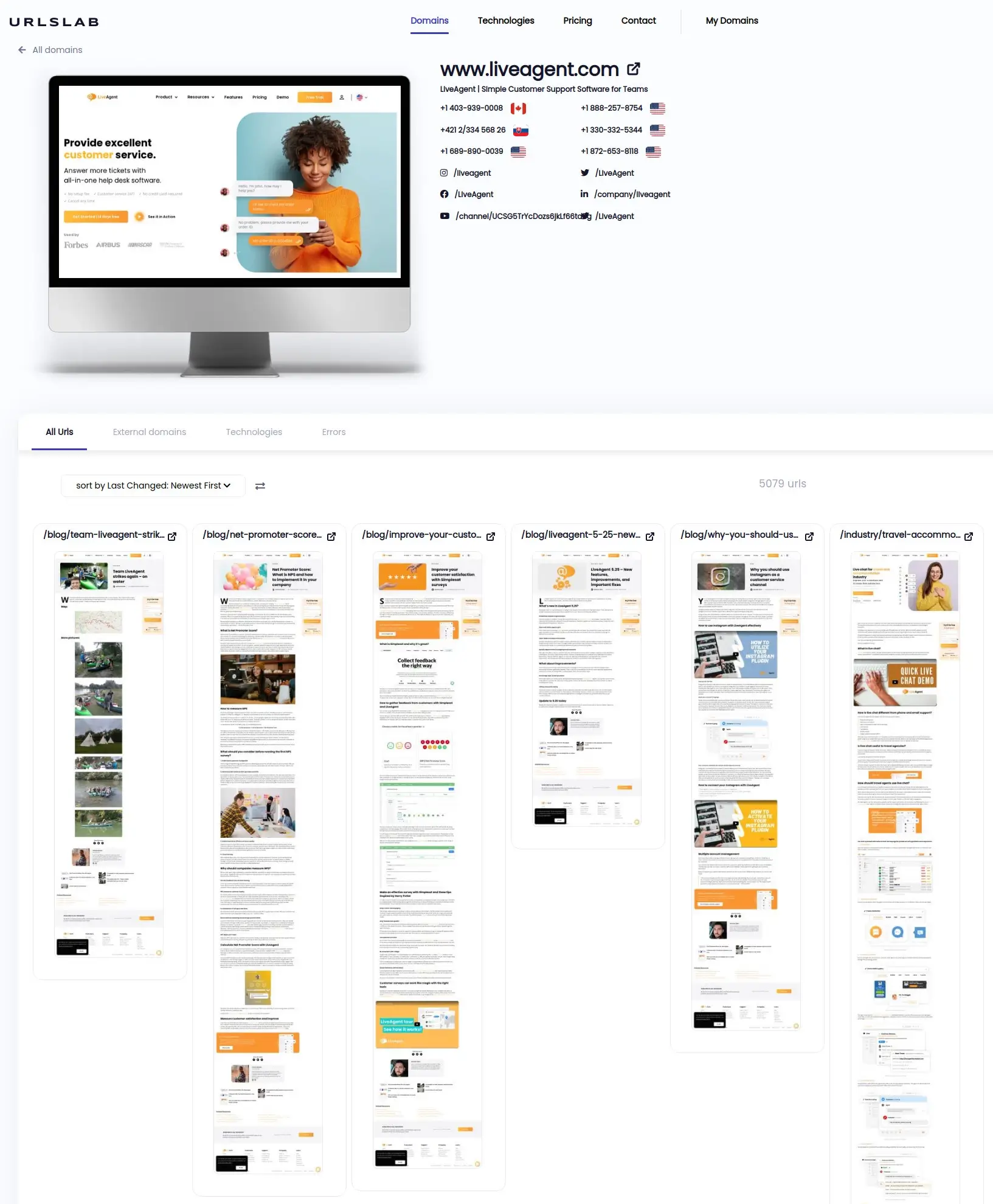 Snabb visuell granskning av webbplatsskärmdumpar