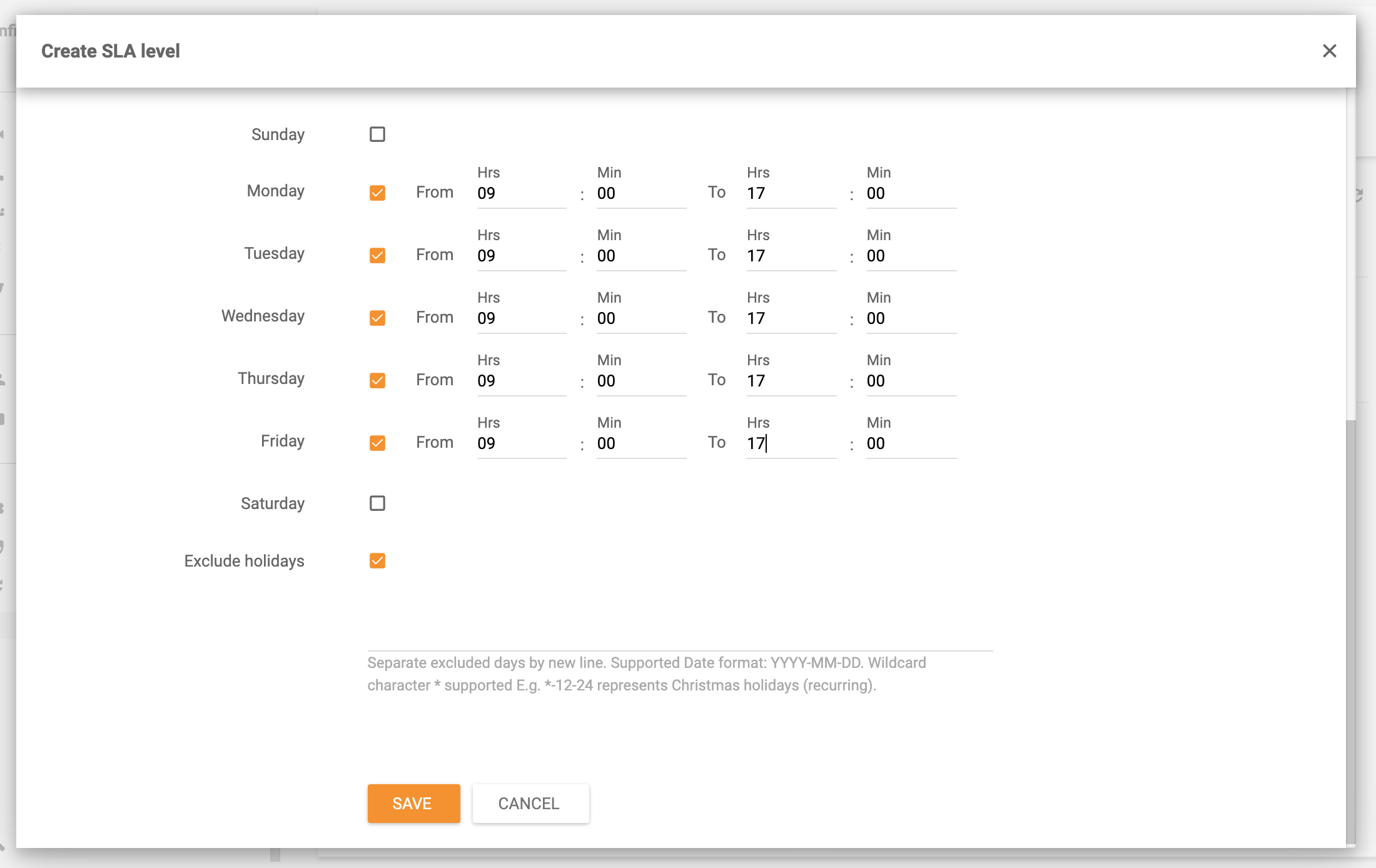 LiveAgent exempel på öppettider