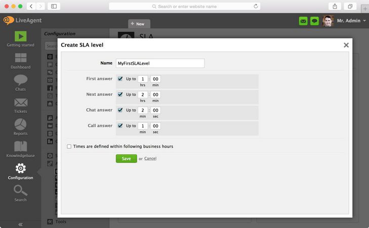 Hur man skapar en SLA-nivå och definierar önskade åtgärder