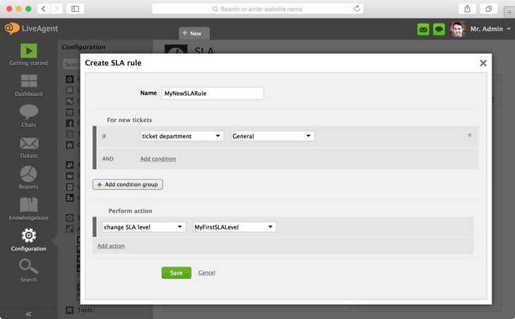 Bild visar hur man ställer in nya villkor och specificerar åtgärden som ska vidtas