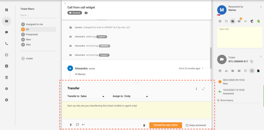 Transfer-ticket-LiveAgent
