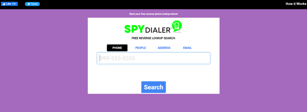 Spy Dialer startsida