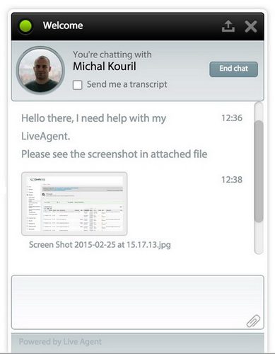LiveAgent's Live chat attachment