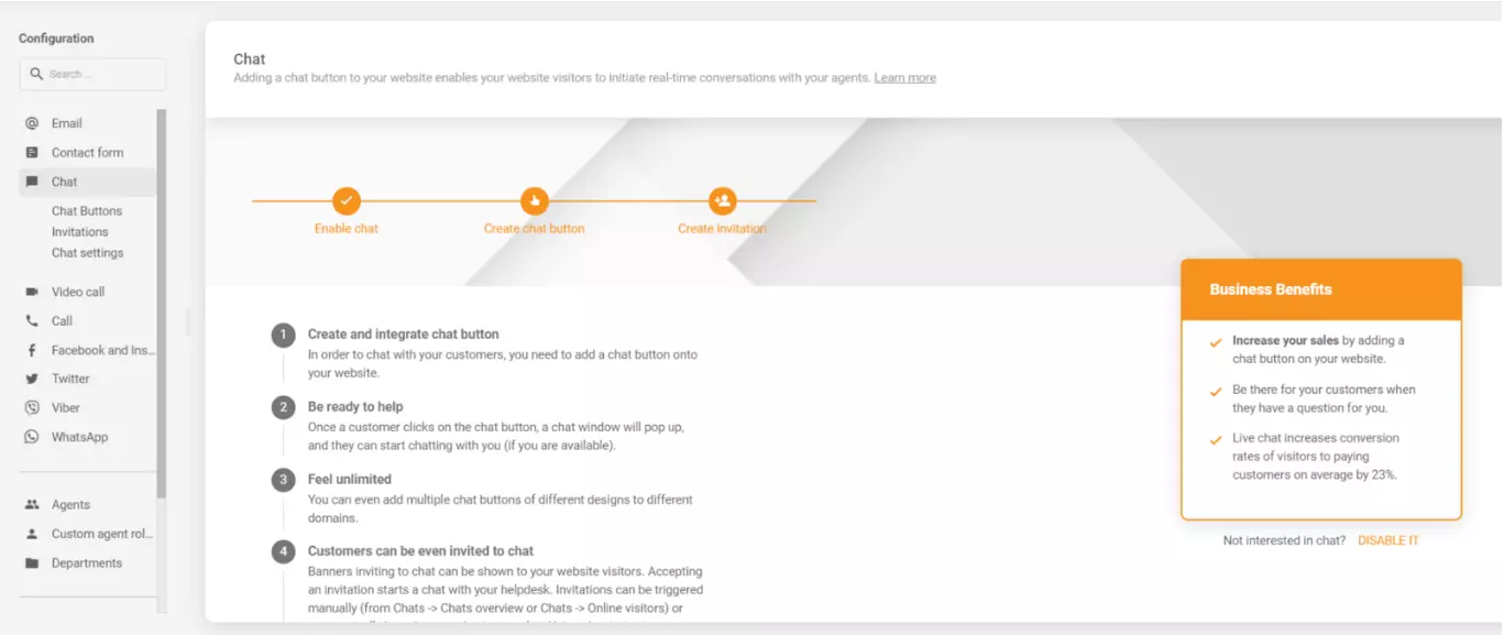 LiveAgent chattkonfiguration