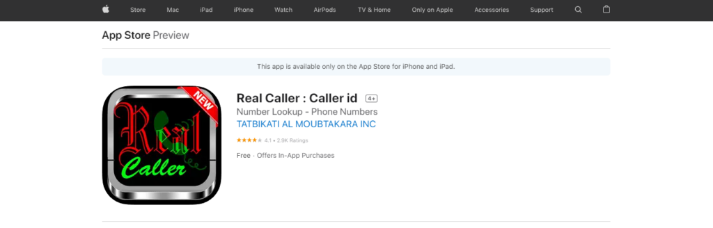 Real Caller: Caller id App Store webbplats