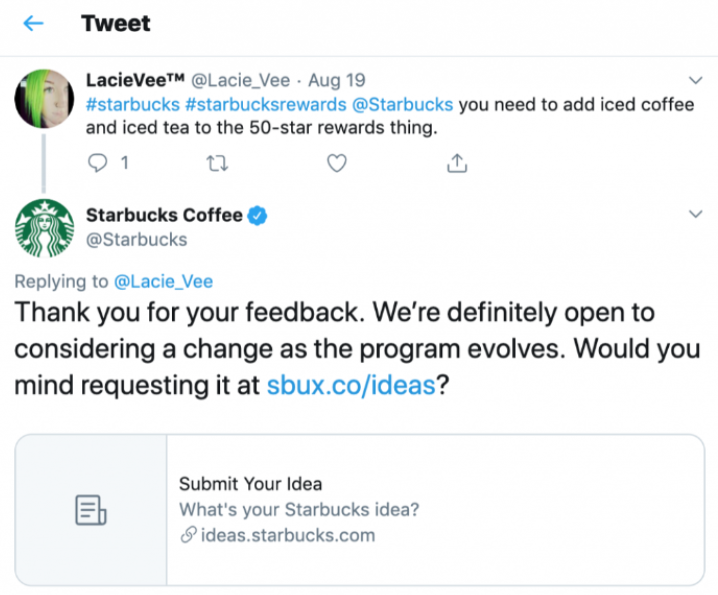 Starbucks coffee tweet