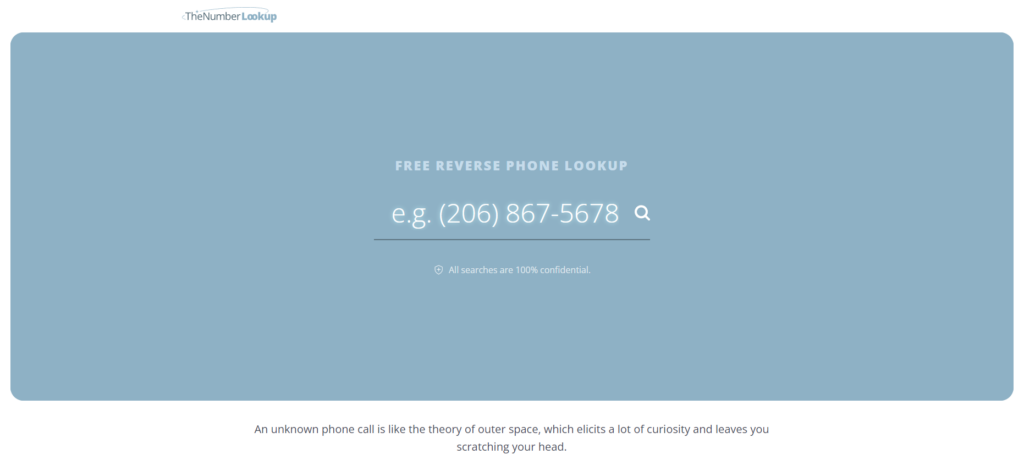 TheNumberLookup startsida