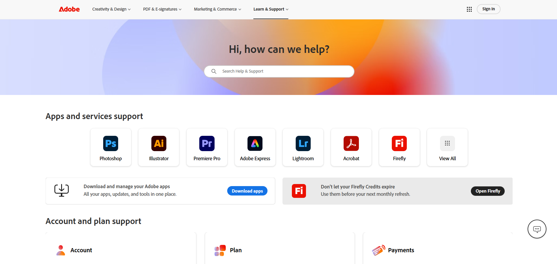 Adobe Help Desk-kontakter