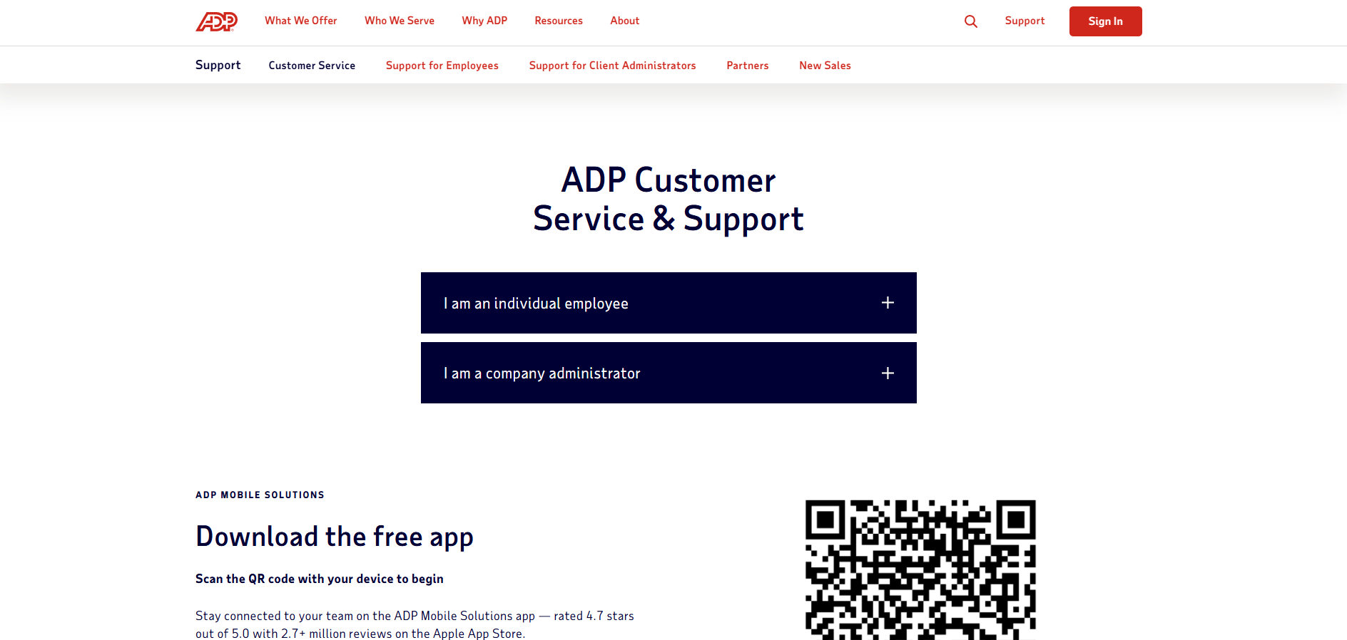 ADP Help Desk-kontakter
