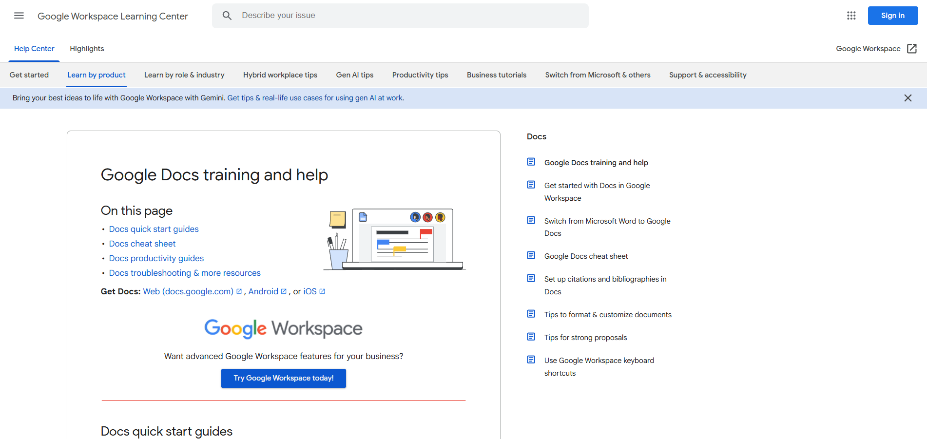 Google Docs Helpdesk-kontakter