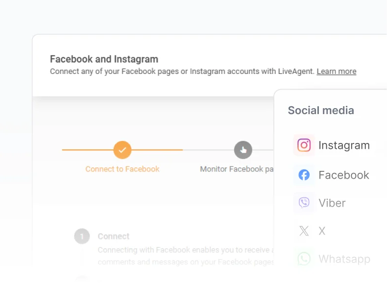 LiveAgent integrationer med sociala medier inklusive Facebook, Instagram och WhatsApp