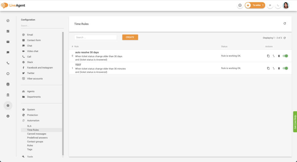 Exempel på aktiva tidsregler