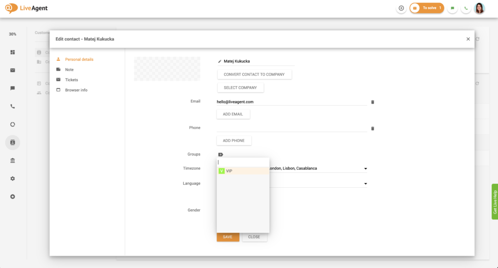 Lägg till kund i kontaktgrupp