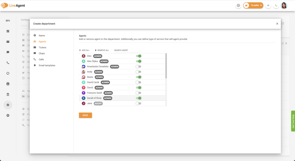 Lägga till agenter i avdelningar