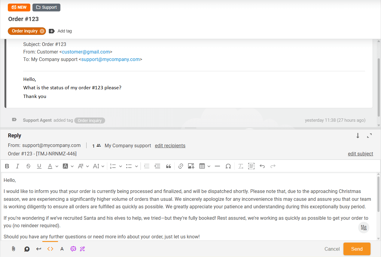 Färdigt svar från Svarskomponist