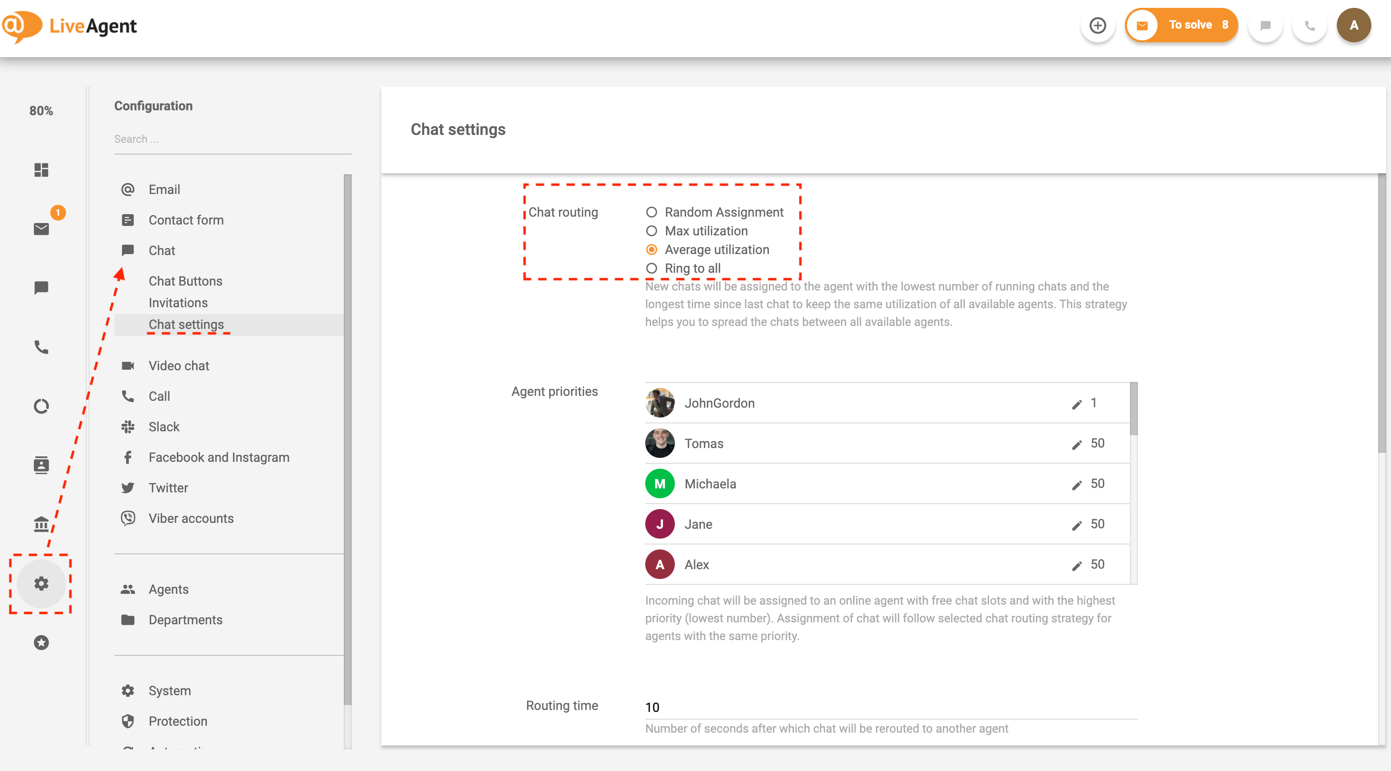Chattdistributionsfunktion i LiveAgent