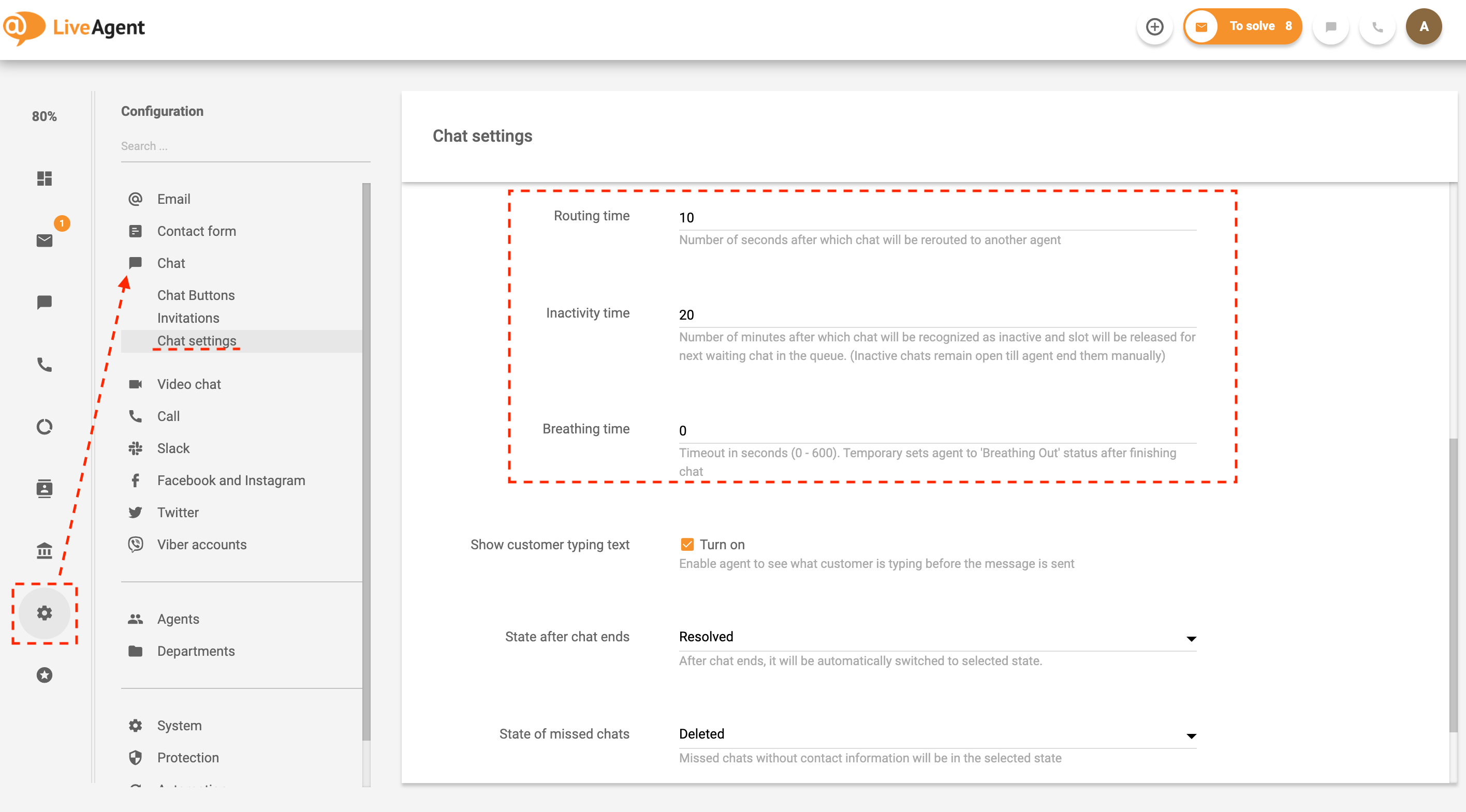 Chattroutinginställningar i LiveAgent