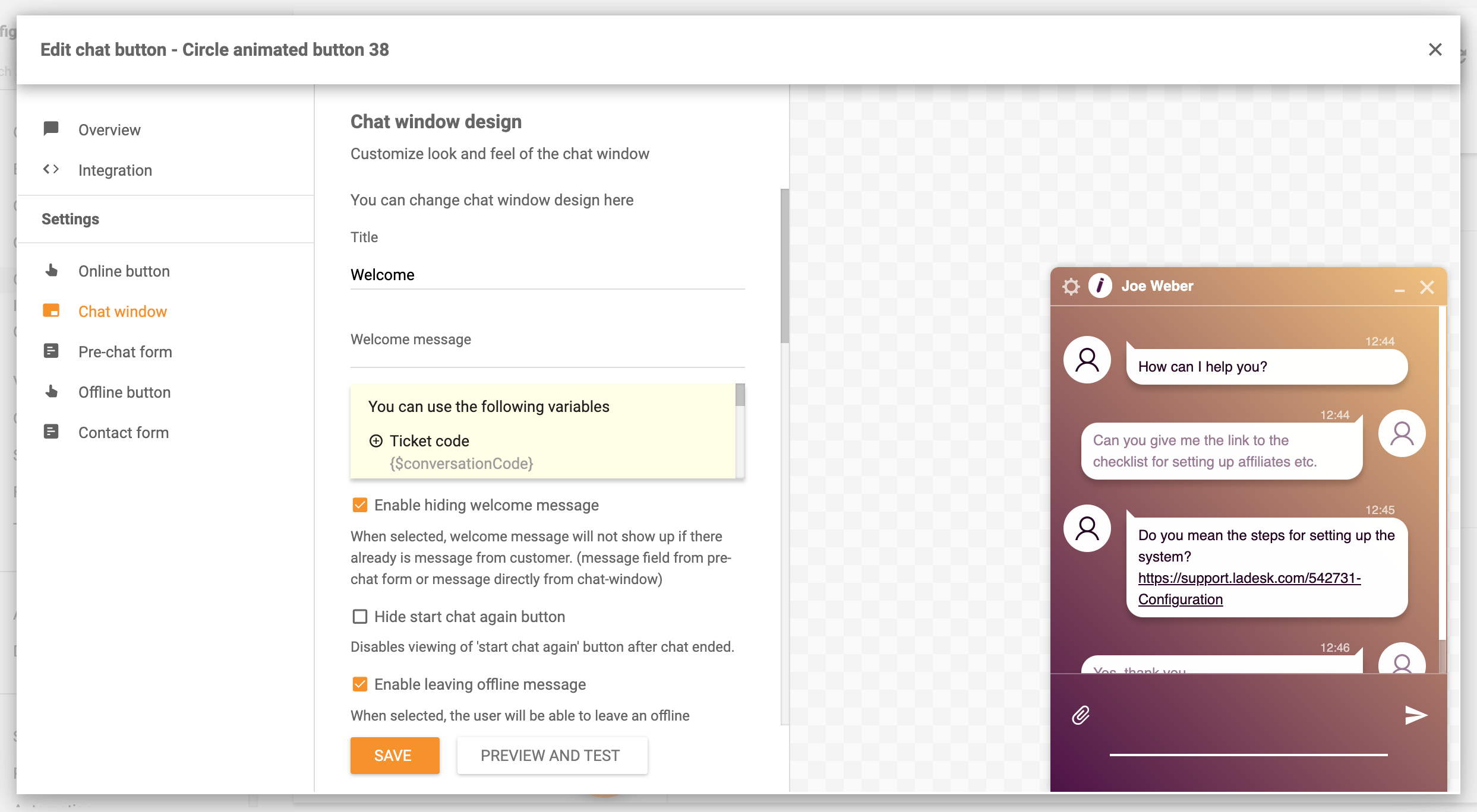 Designalternativ för chattfönster