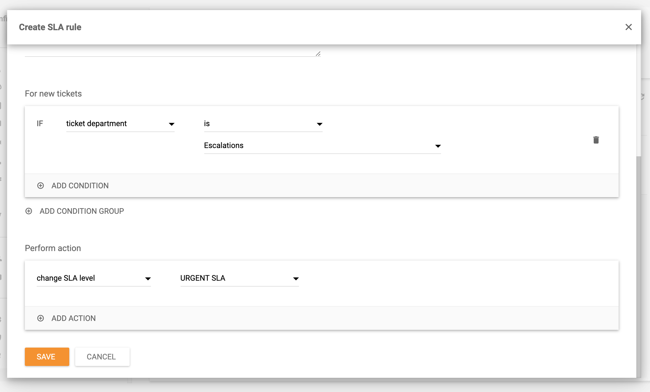 Skapa SLA-regel i LiveAgent