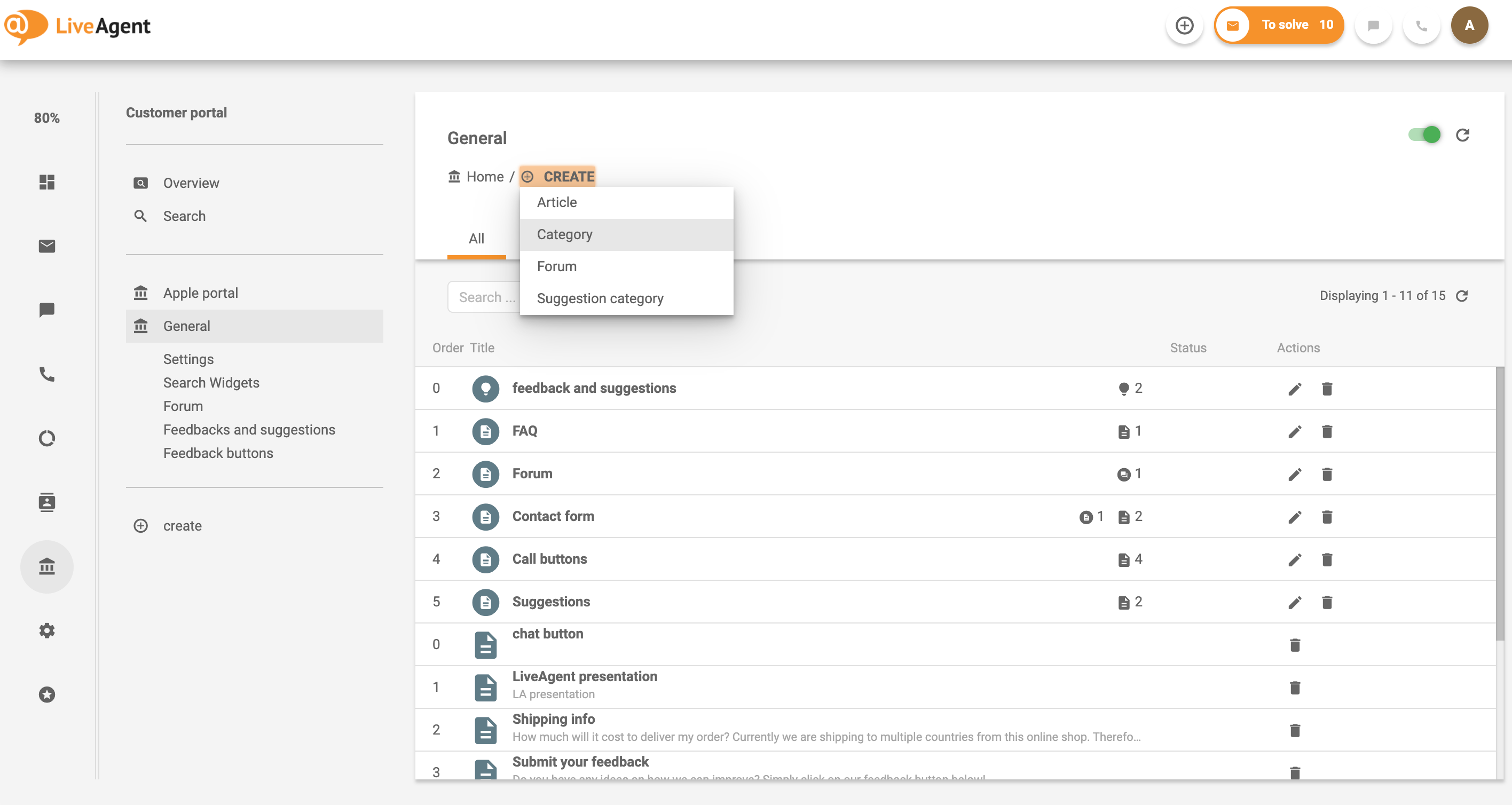 Skapa kategori för intern kunskapsbas