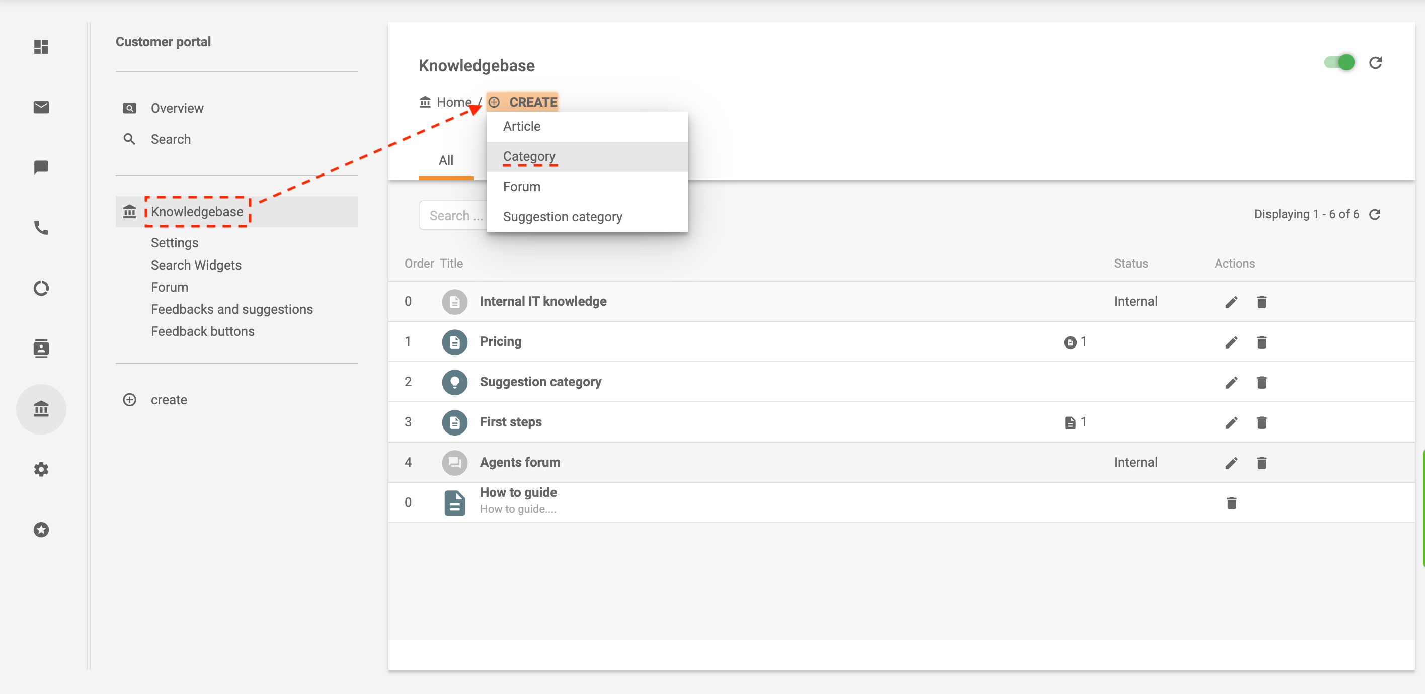 Skapa kategori i LiveAgent