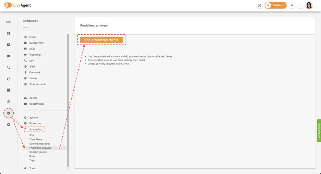 Skapa fördefinierade svar i LiveAgent