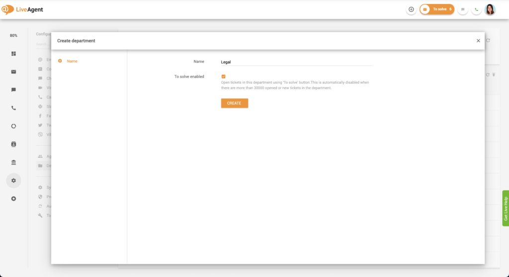 Skapa avdelning i LiveAgent