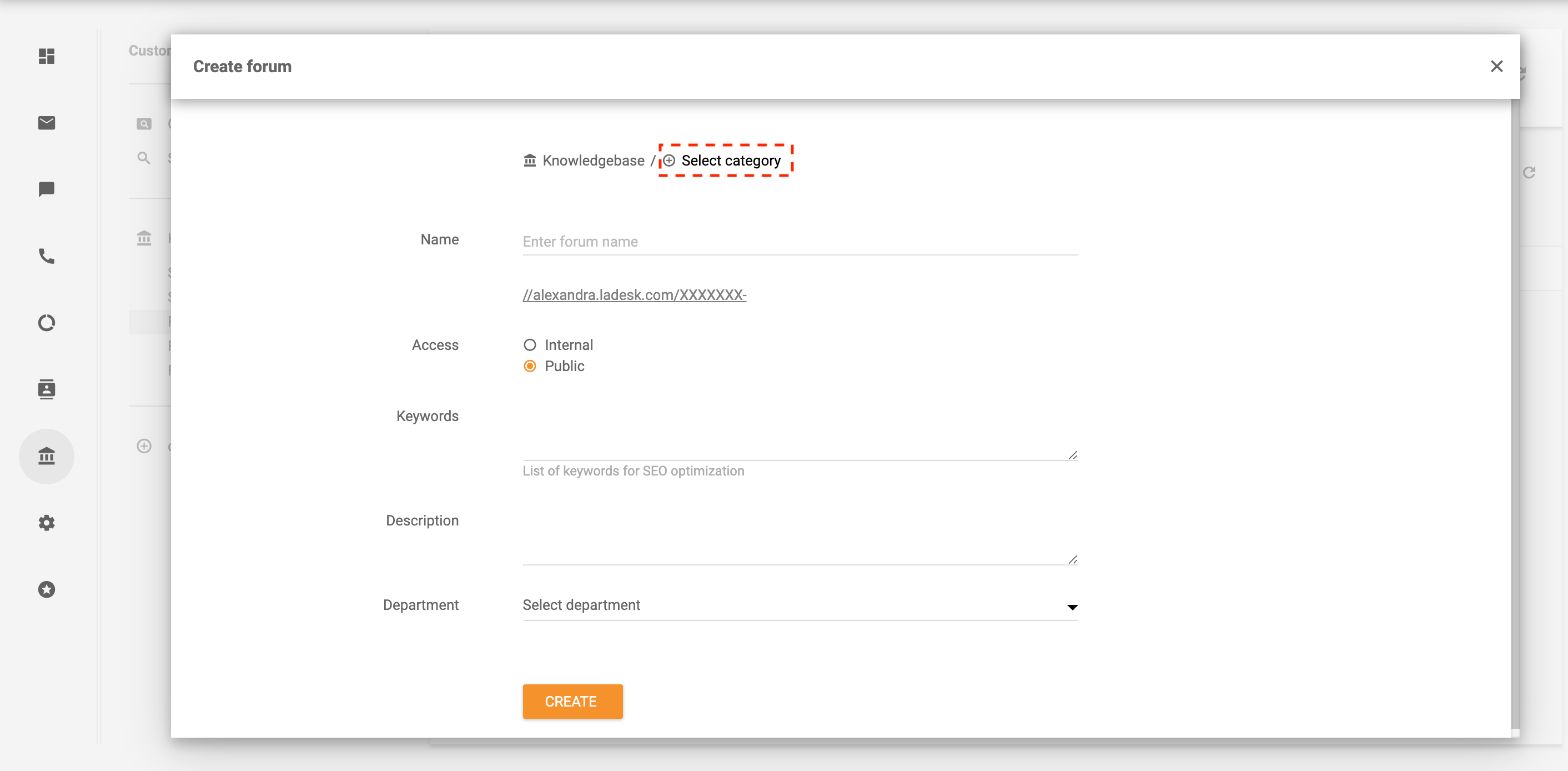 Välj kategori för kundforum - LiveAgent