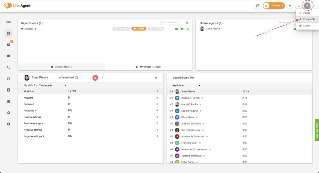 Redigera agentprofil