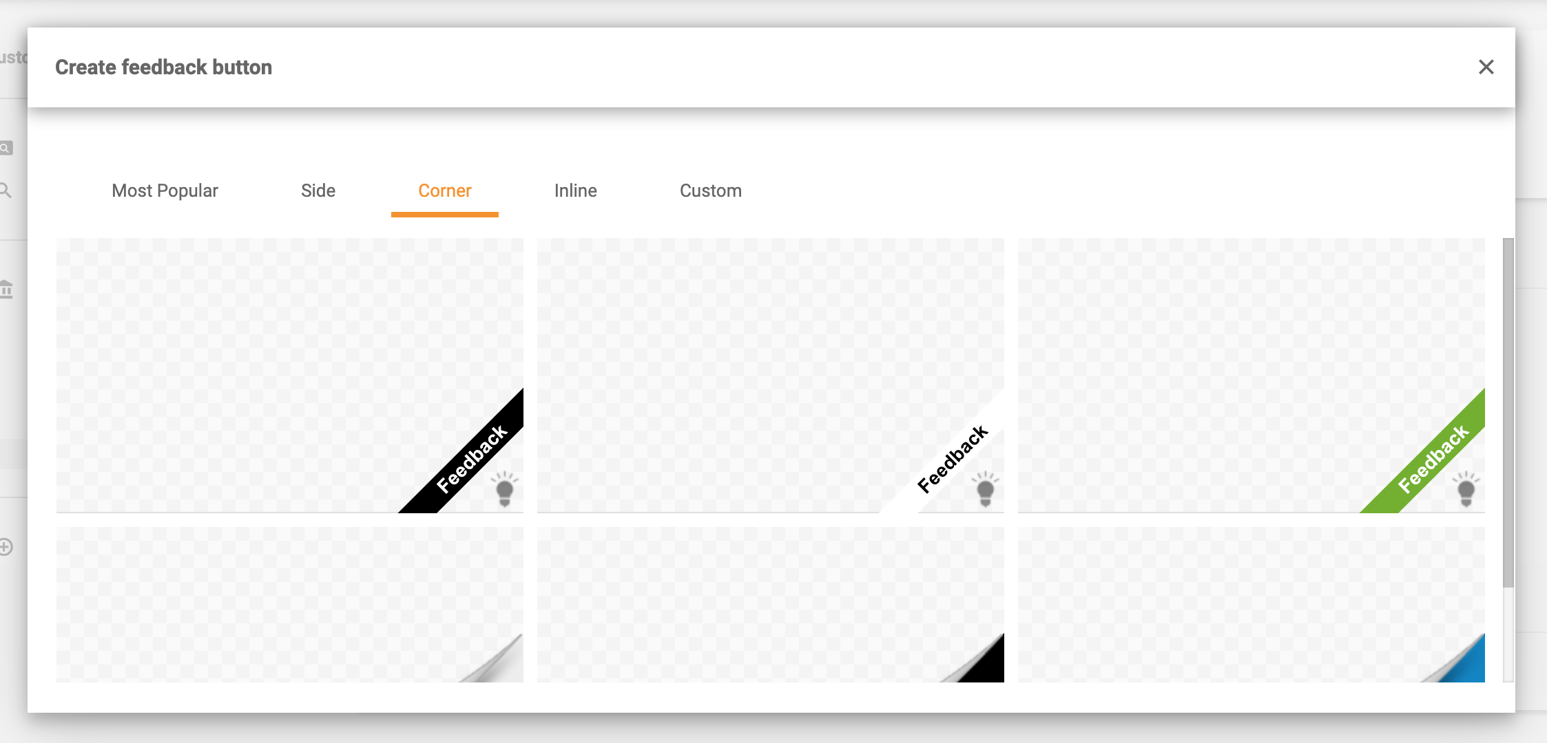 Hörnfeedbackknappar