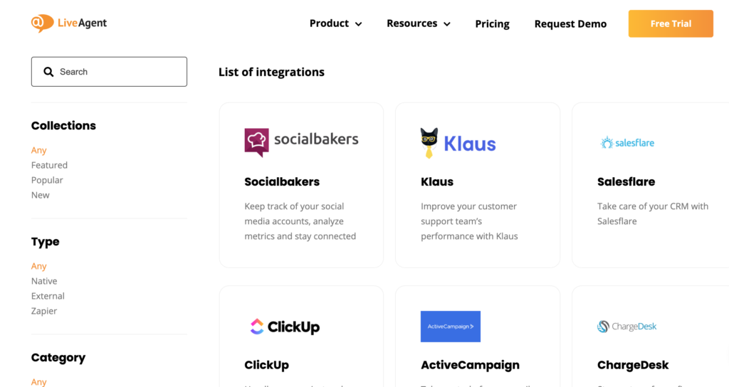 LiveAgent-integrationer
