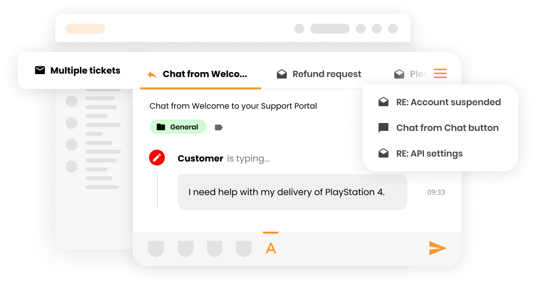 Mockup av flera ärendeflikar