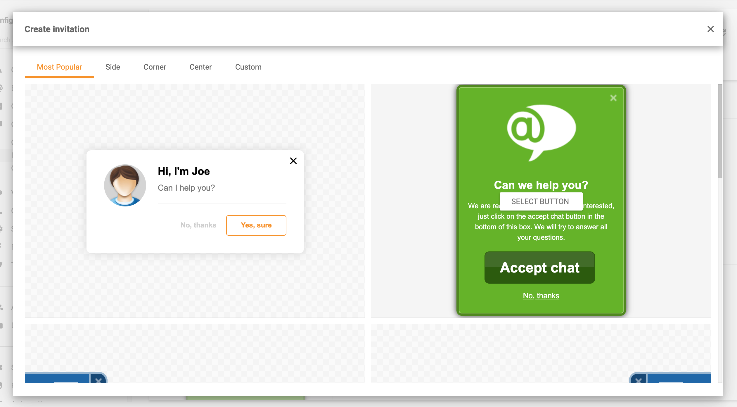 Funktion för proaktiva chattinbjudningar i LiveAgent