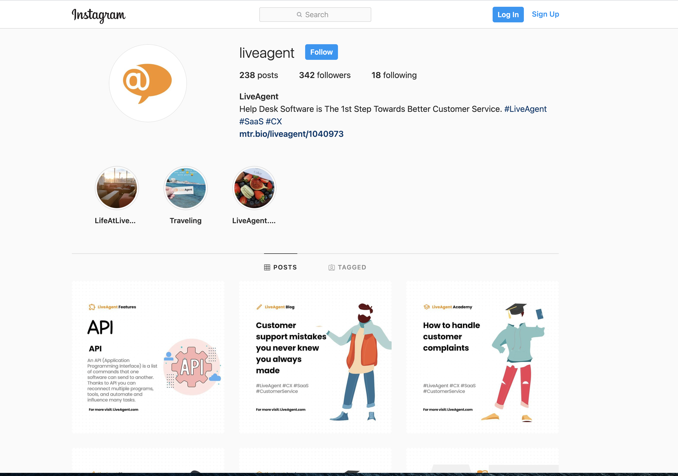 LiveAgent Instagram-sidförhandsvisning