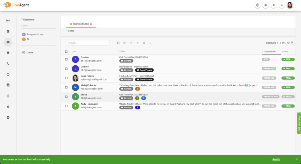 Avisering om lyckad massåtgärd