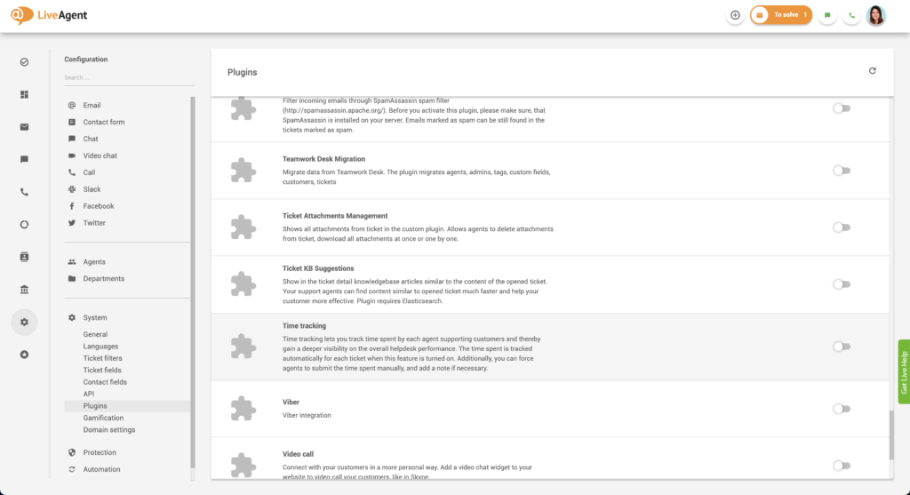 Time tracking plugin activation