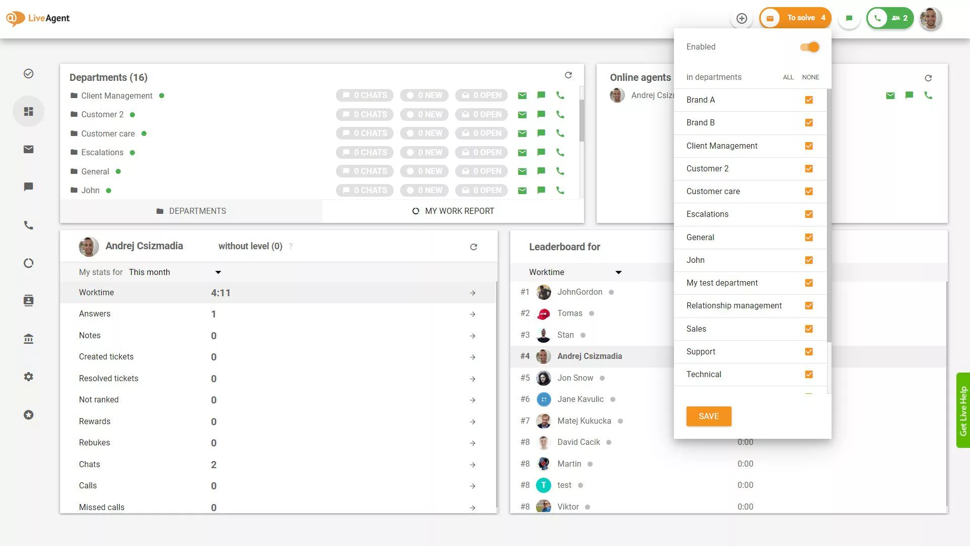 To solve-ärenden avdelningsval