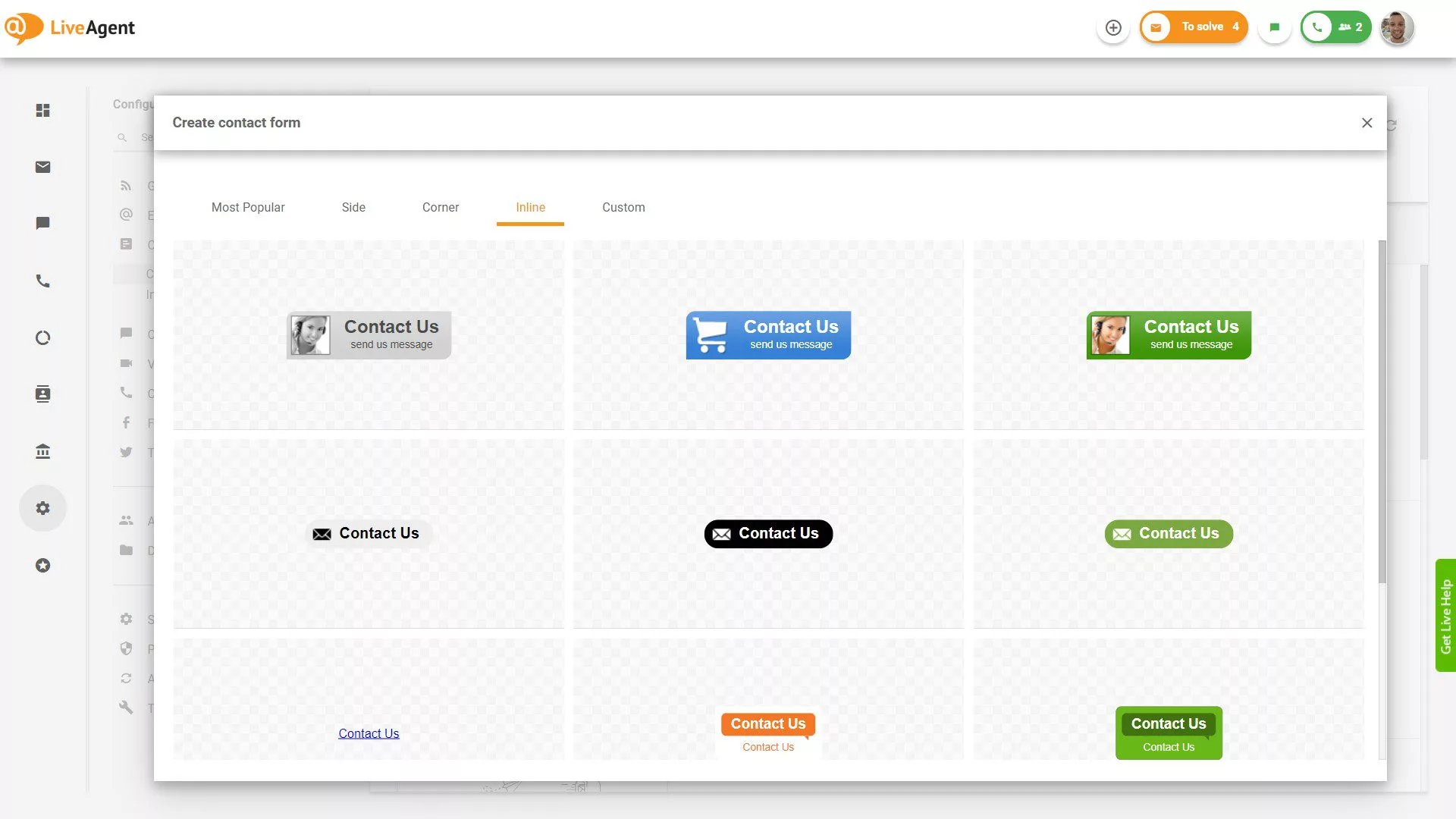 Inline-kontaktformulärsknappar