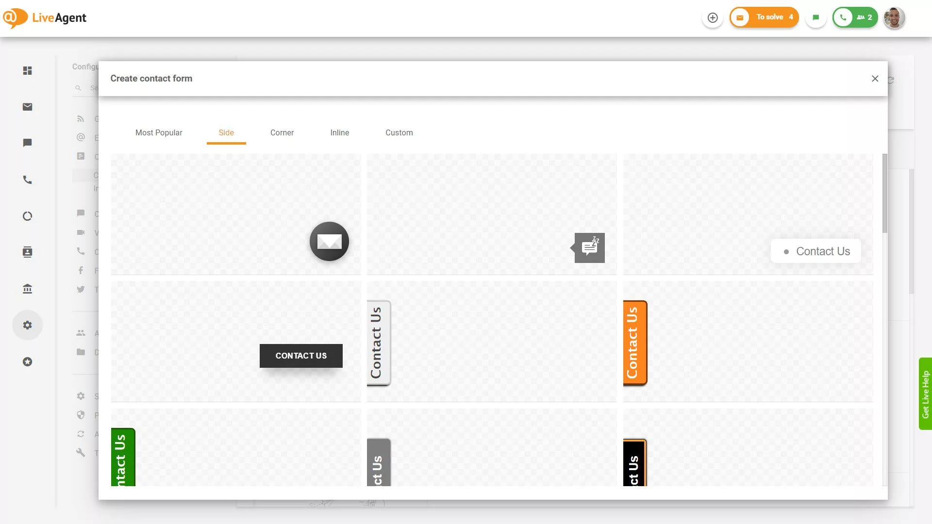 Sidokontaktformulärsknappar
