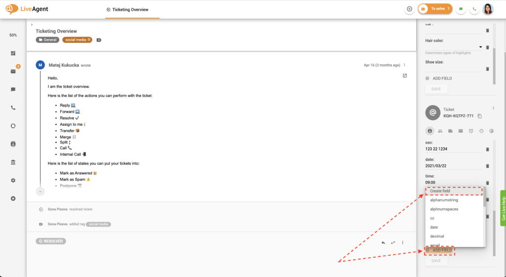 Lägga till ett nytt ärendefält i ärendevyn