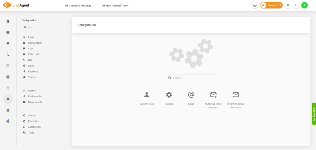 LiveAgent anpassade roller konfiguration